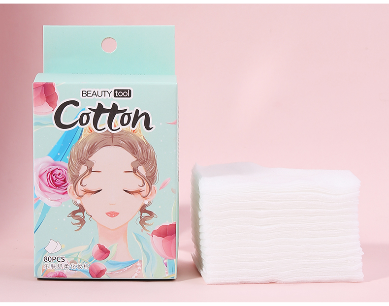 LMLTOP Wholesale Portable Female Skin Cosmetic Makeup Tool Nail Makeup Remover Cotton 80pcs Boxed Square Cotton Pad sy1011