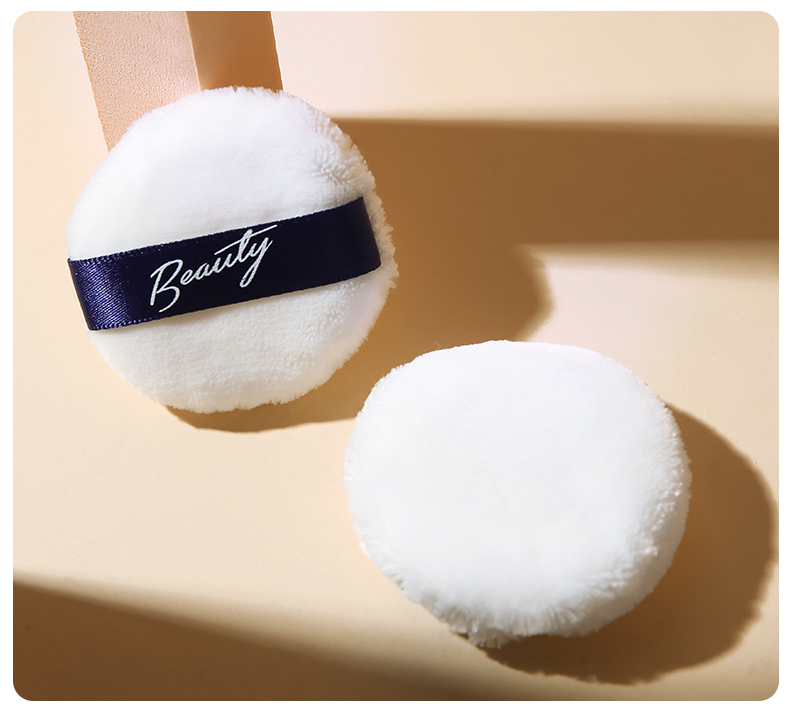 LMLTOP Female Comfortable Soft Round Shape White Cosmetic Puff Face Beauty 1pcs Furry Flocking Puff For Woman Sy1004