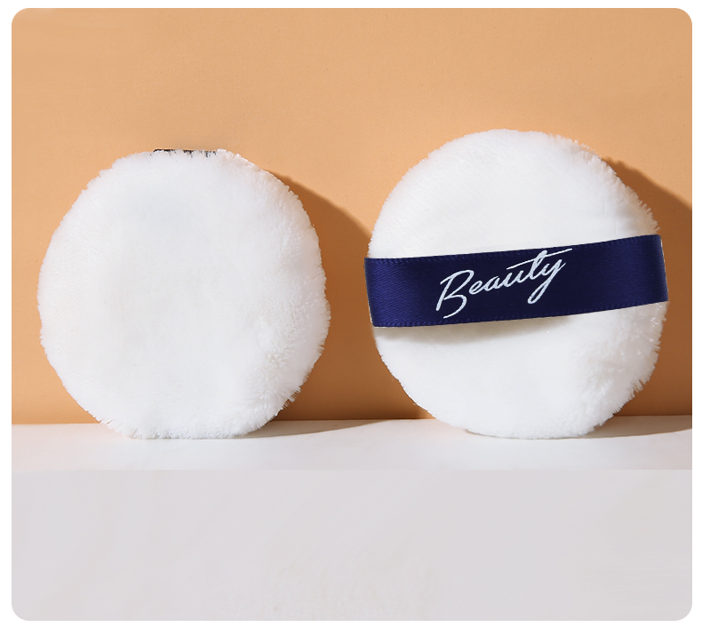 LMLTOP Female Comfortable Soft Round Shape White Cosmetic Puff Face Beauty 1pcs Furry Flocking Puff For Woman Sy1004