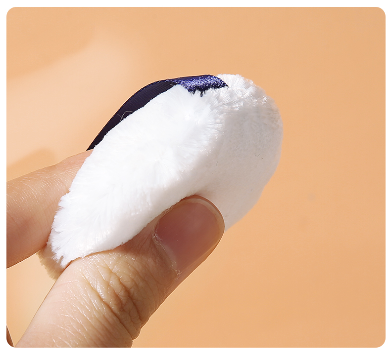 LMLTOP Female Comfortable Soft Round Shape White Cosmetic Puff Face Beauty 1pcs Furry Flocking Puff For Woman Sy1004