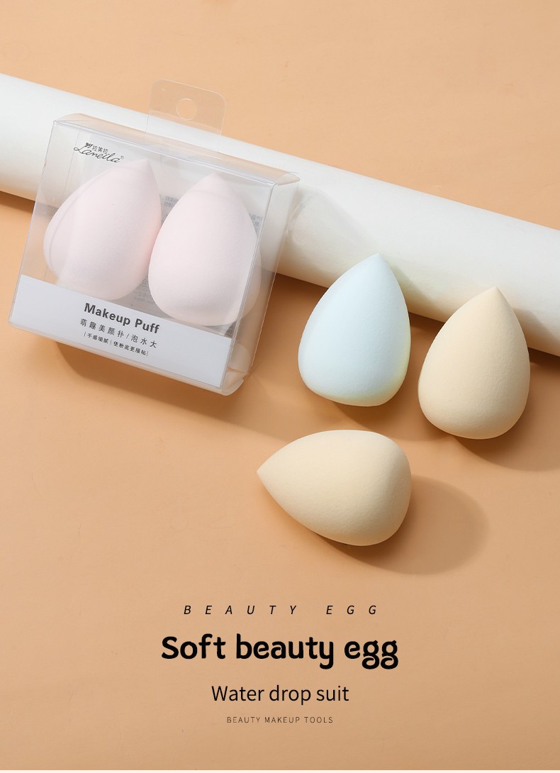 Lameila Portable Makeup Tools 2pcs Beauty Egg Waterdrop Shape Latex Free Small Makeup Blending Sponge Cosmetic Blender A79956