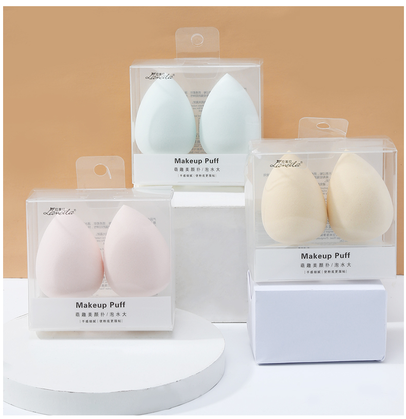 Lameila Portable Makeup Tools 2pcs Beauty Egg Waterdrop Shape Latex Free Small Makeup Blending Sponge Cosmetic Blender A79956