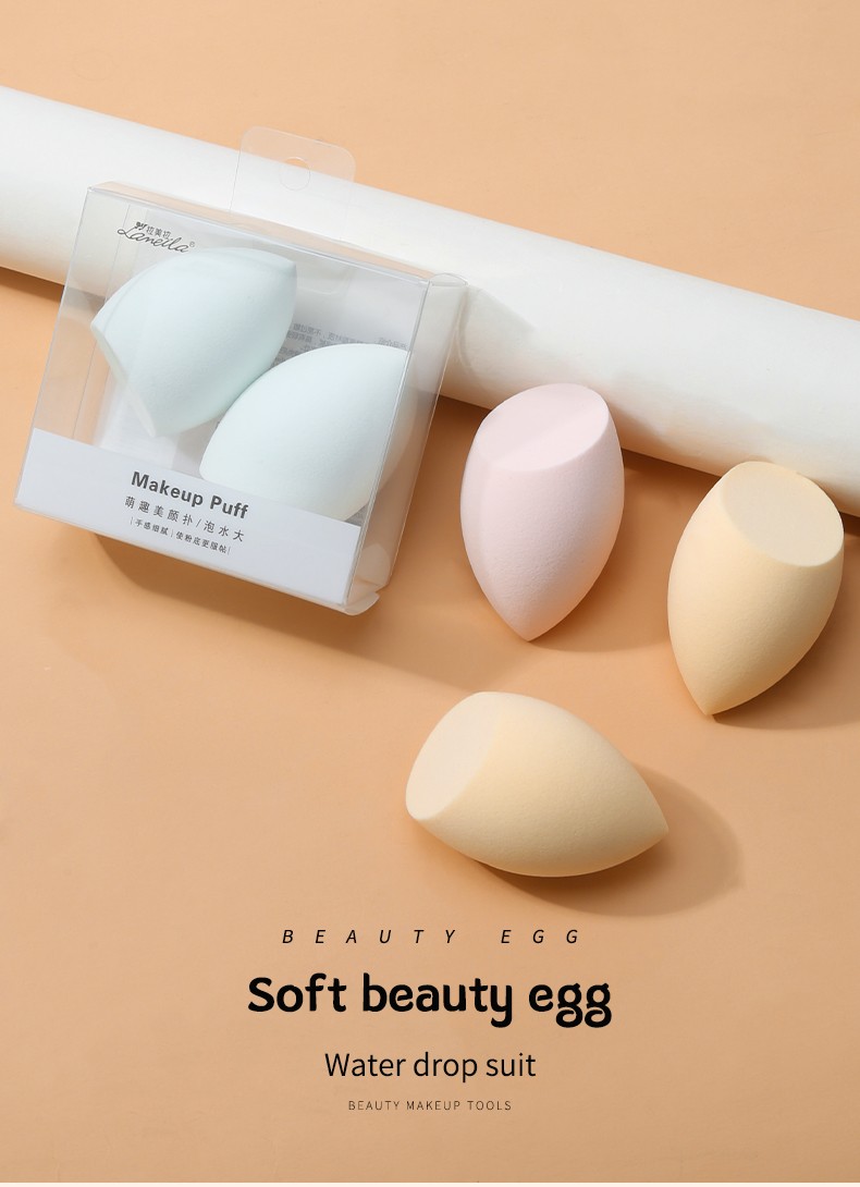 Lameila manufacturer 2pcs set cosmetic puff foundation sponge latex free beauty makeup sponge blender puff A79982