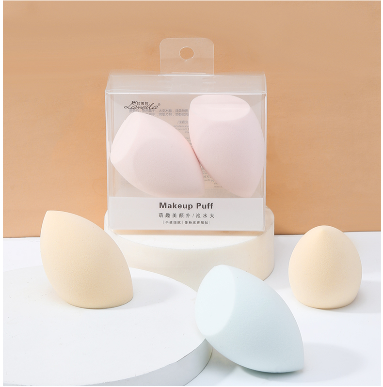 Lameila manufacturer 2pcs set cosmetic puff foundation sponge latex free beauty makeup sponge blender puff A79982