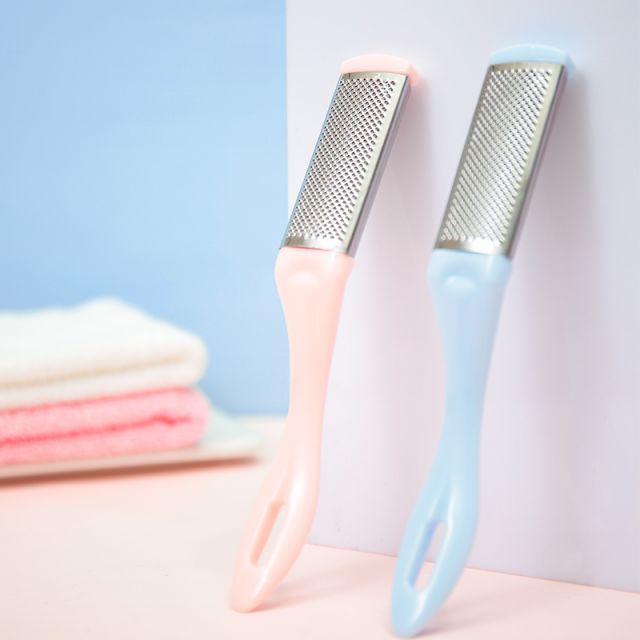 Lameila Stainless Steel Pink Cyan Foot Pedicure Tool Curve Handle Safe Remove Dead Skin And Calluses Foot File C0302