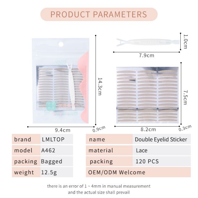 Lameila 120pairs Double Eyelid Stickers With Fork Natural Invisible Bigeye Waterproof Makeup Tools Lace Eyelid Tape A462