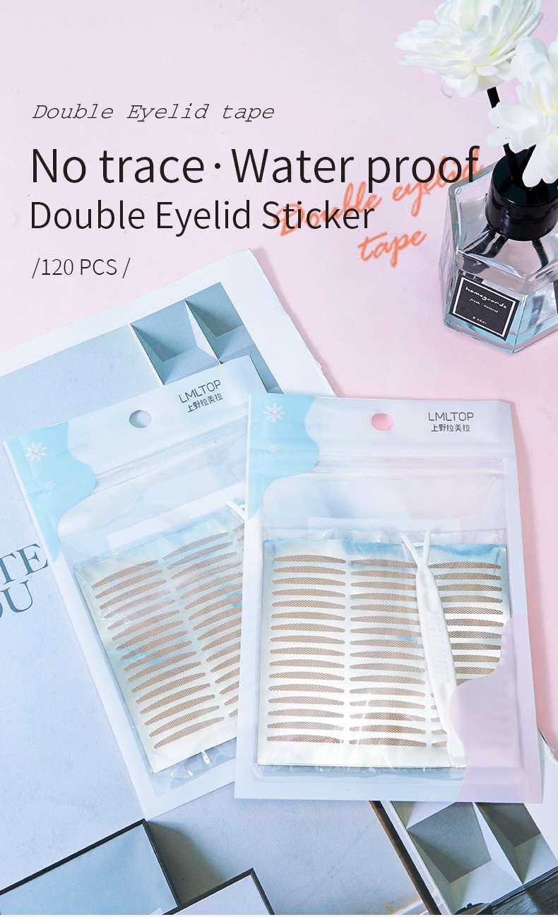 Lameila Woman Double Eyelid Stickers 120pairs With Fork Makeup Tools Natural Invisible Big Eye Waterproof Lace Eyelid Tape A461