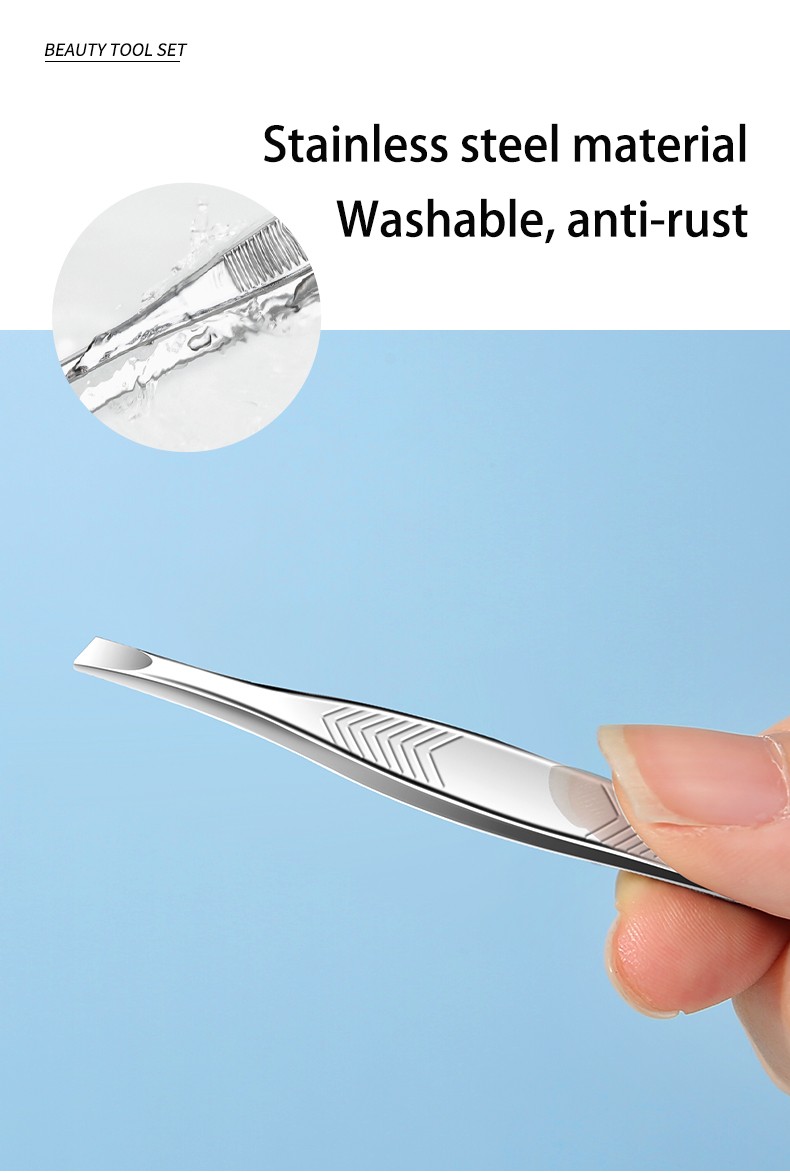 Lameila High Quality Eyelash Extension Eyebrow Tweezers Stainless Steel Private Label Flat Slanted Eyebrow Clip Tong A011