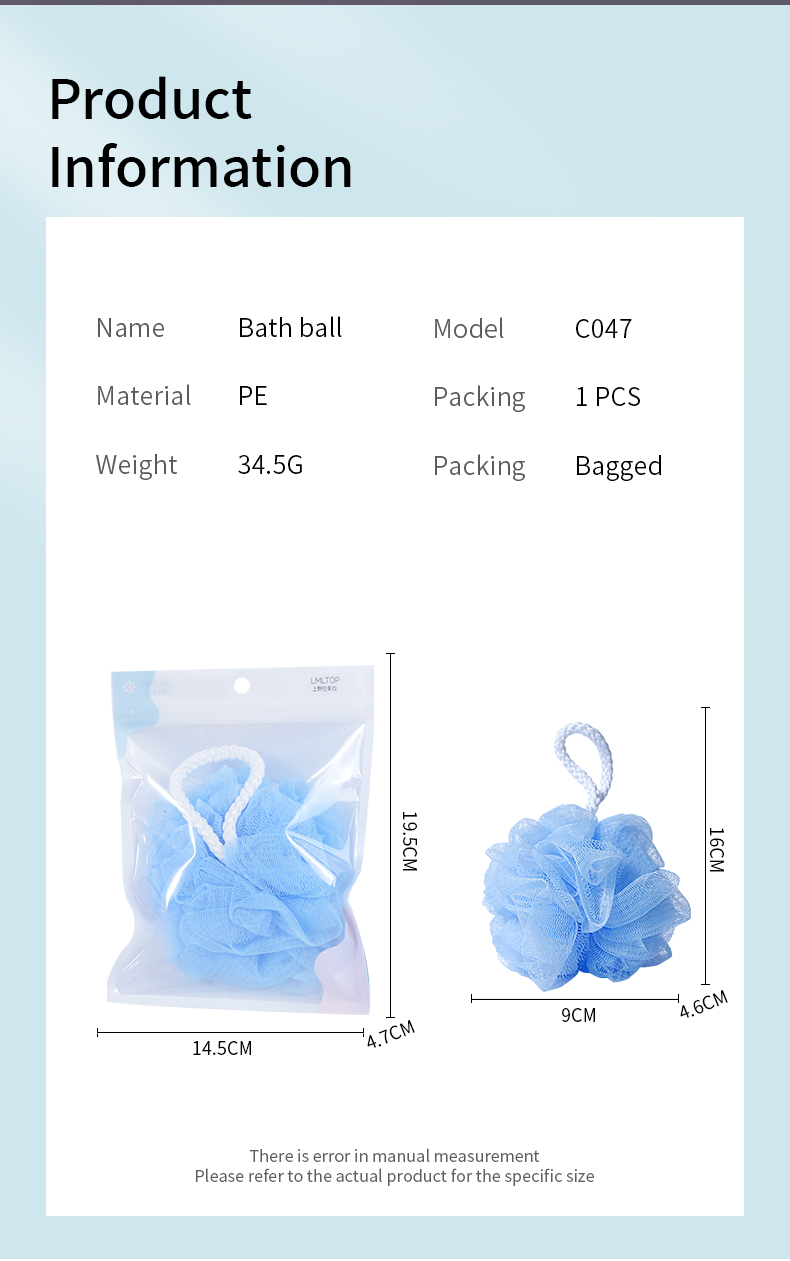 Private Label Custom Natural Loofah Bath Sponge Body Scrubber Mesh Shower Bath Balls Sponge for Exfoliating C047