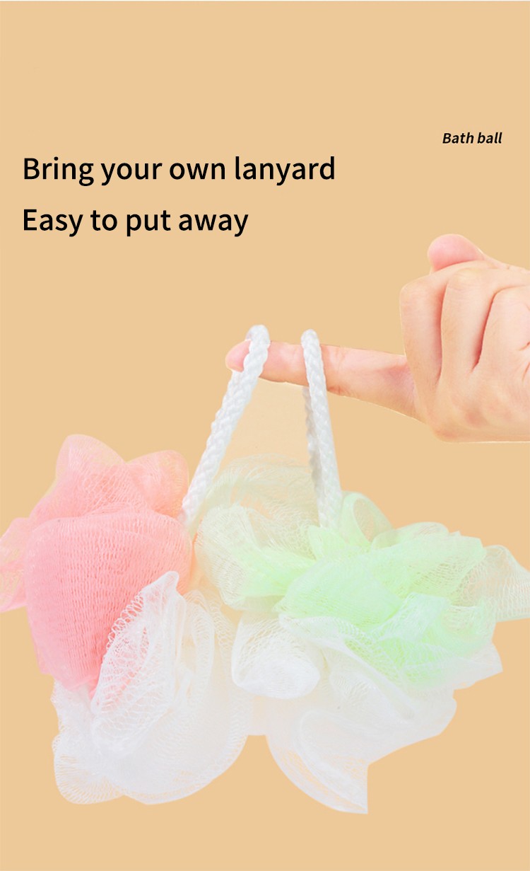 Nature Large Body Bath Ball Scrubber Exfoliator Skin Luxury Shower Loofah Mesh Sponge Pouf PE Mesh Bath Sponge 1pc C053