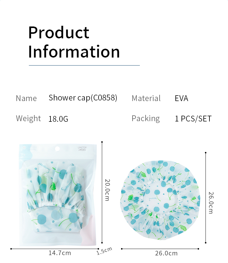 Lameila LOW MOQ luxury shower caps for women hotel reusable EVA plastic shower cap hair bonnets waterproof shower cap C0858