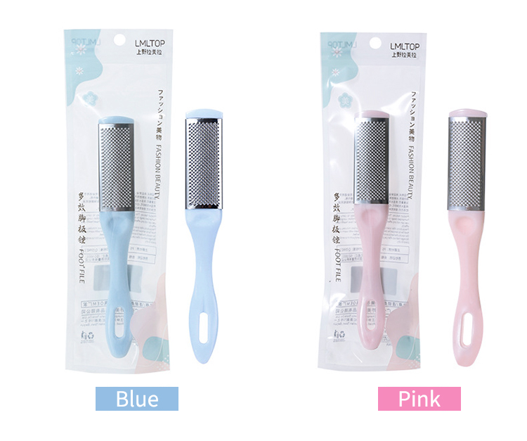 Lameila Stainless Steel Pink Cyan Foot Pedicure Tool Curve Handle Safe Remove Dead Skin And Calluses Foot File C0302