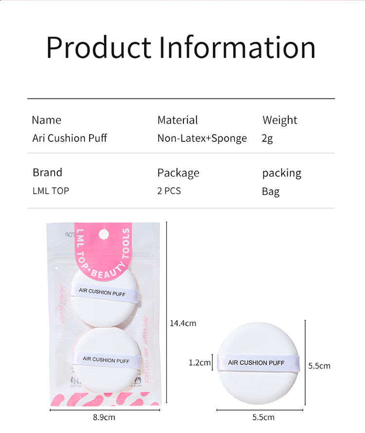 LMLTOP OEM Wholesale 2pcs Non-Latex Air Cushion Puff High Quality Makeup Sponge Foundation Powder Puff Private Label A80267