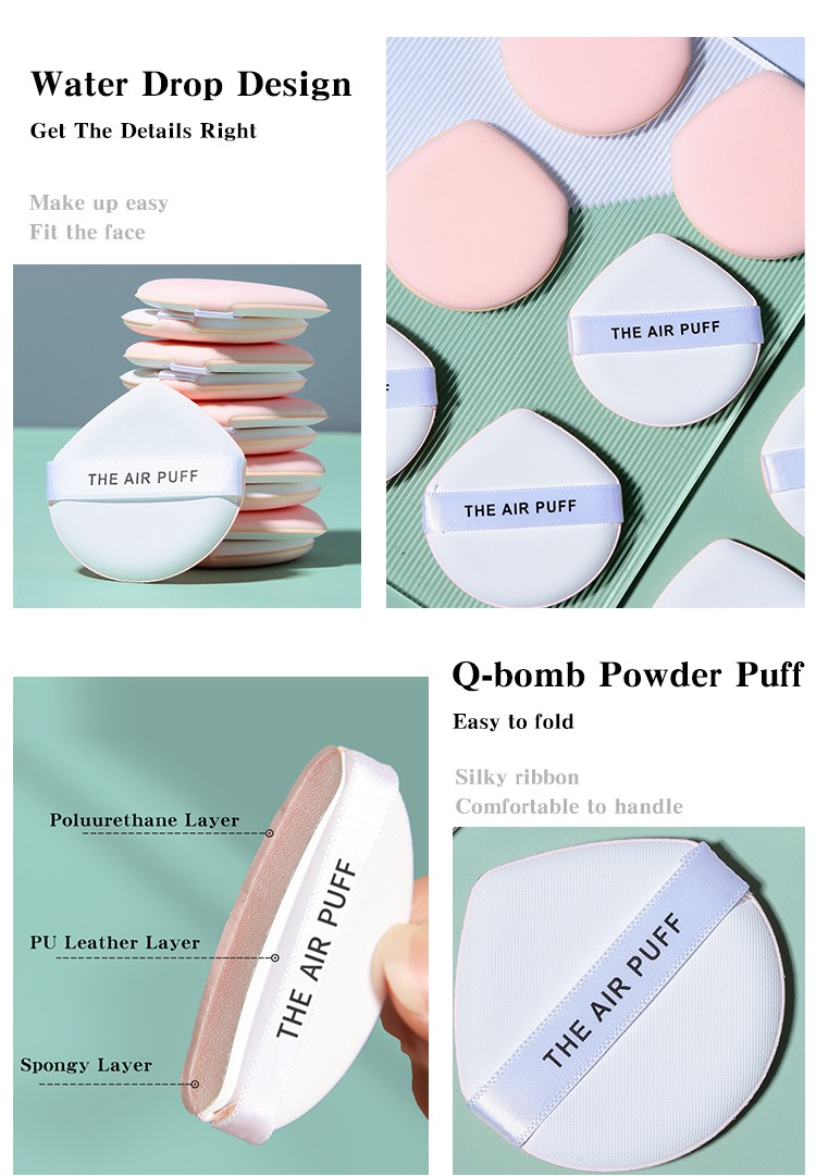 LMLTOP OEM Hot Sale 2pcs Non-Latex Air Cushion Puff Foundation Powder Puff High Quality Makeup Sponge Private Label A80268