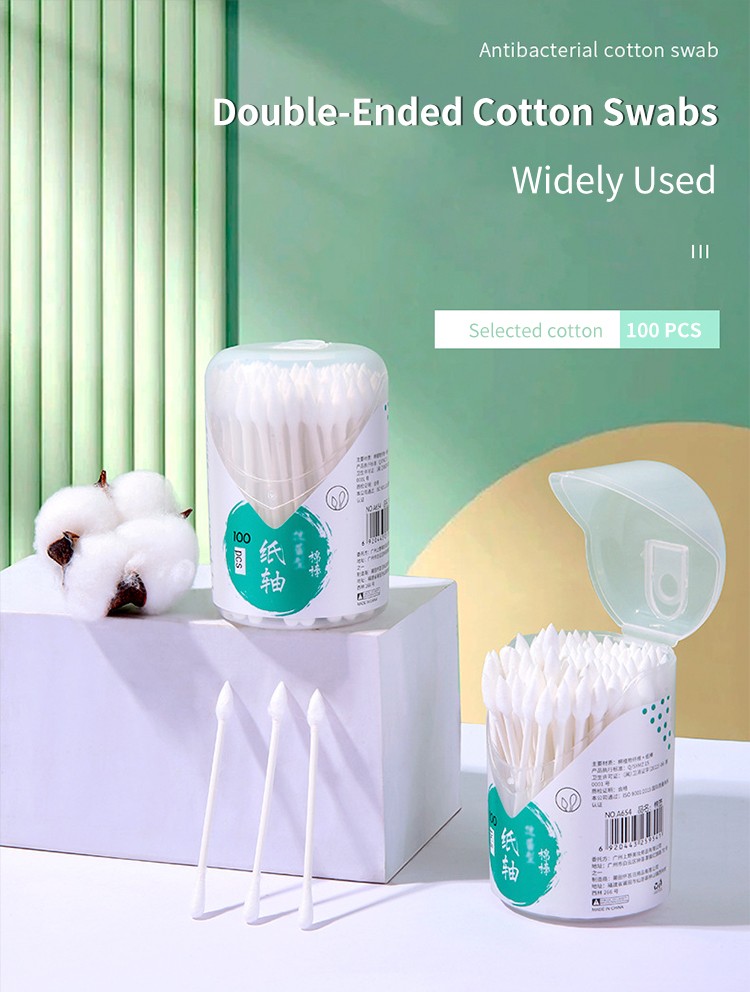 LMLTOP 100pcs Pointed Head Ear Cotton Swabs Eco Friendly Round Double head Soft Cotton Buds Paper Stick Cotton Buds A654