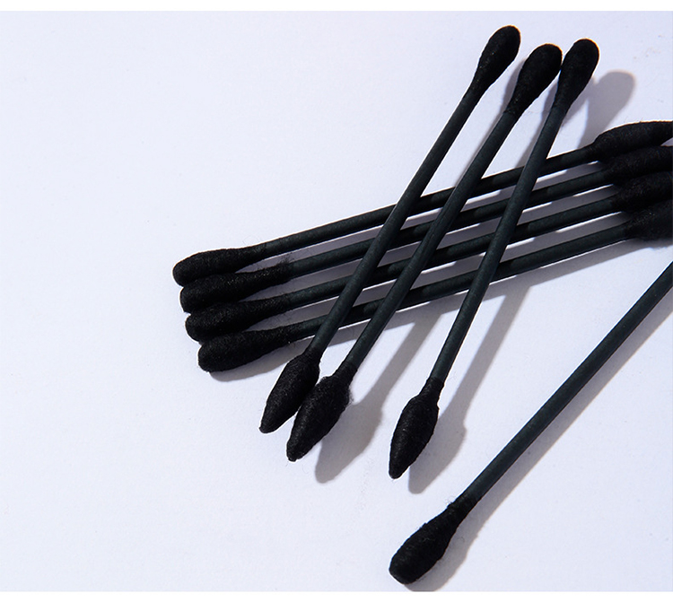 LMLTOP 300pcs black Pointed Head Ear Cotton Swabs Double head Soft Cotton Buds Paper Stick Cotton Buds Eco Friendly A674