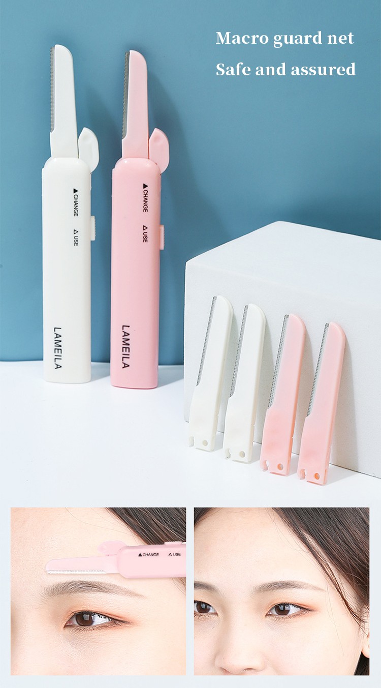 LMLTOP Customize Blue Pink White Eyebrow Shaving Trimmer Women Cosmetic Makeup Eyebrow Razor Elastic Trimmer Set A0880