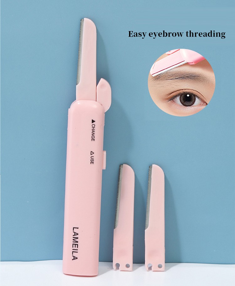 LMLTOP Customize Blue Pink White Eyebrow Shaving Trimmer Women Cosmetic Makeup Eyebrow Razor Elastic Trimmer Set A0880