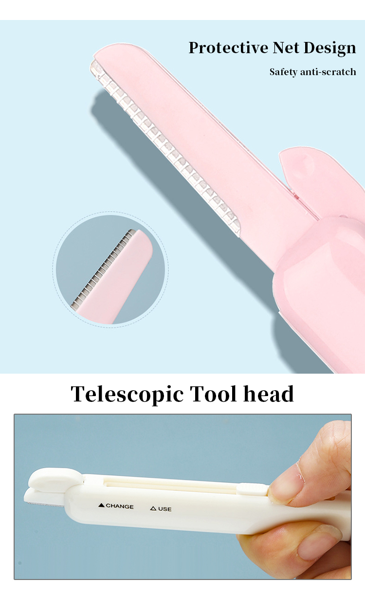 LMLTOP Customize Blue Pink White Eyebrow Shaving Trimmer Women Cosmetic Makeup Eyebrow Razor Elastic Trimmer Set A0880