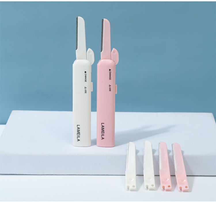 LMLTOP Customize Blue Pink White Eyebrow Shaving Trimmer Women Cosmetic Makeup Eyebrow Razor Elastic Trimmer Set A0880