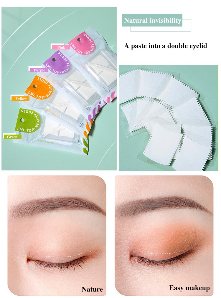 LMLTOP 80pcs Beauty Tool Natural Skin Color Double Eyelid Tape Lace Eyelid Tape Invisible Two-Sided Paste Eyelid Sticker A1049