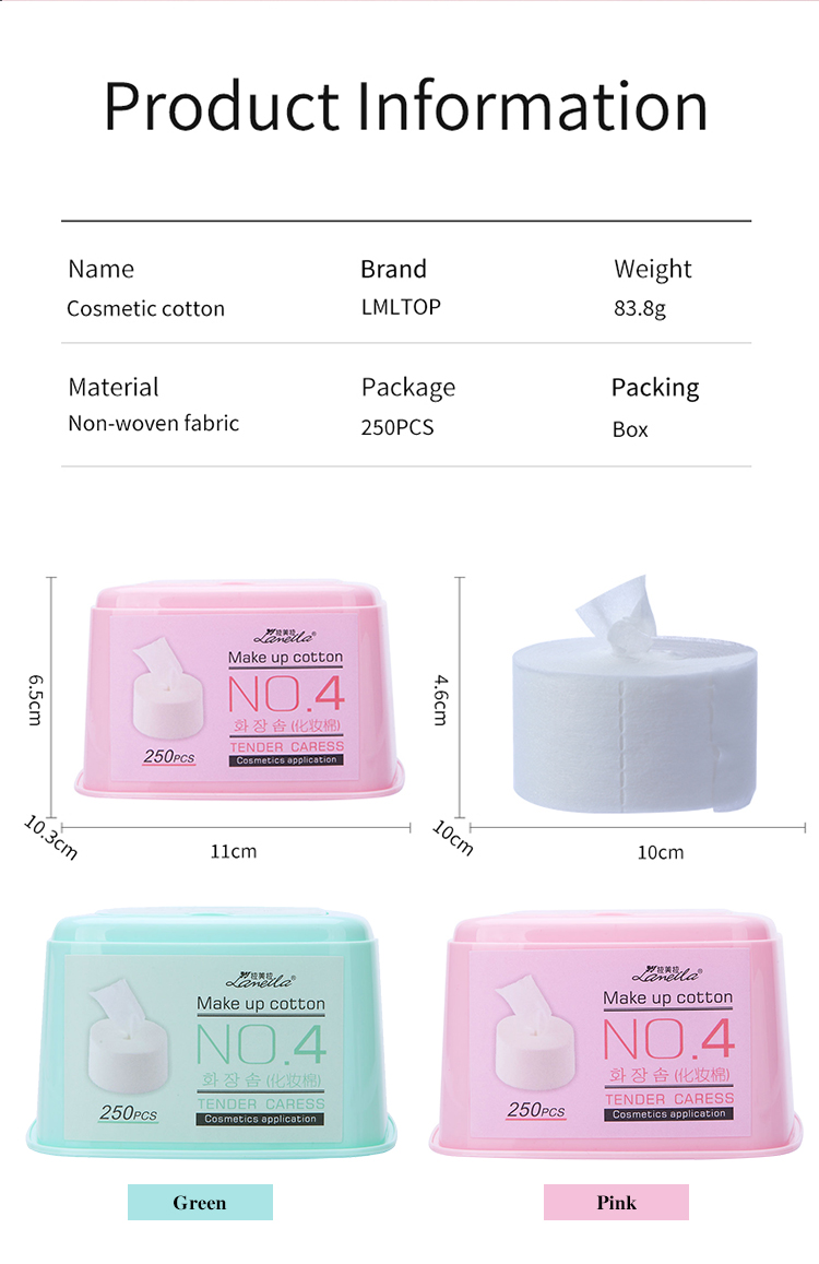 Lameila Efficient cleaning Beauty removable Cotton box-packed Facial Custom Makeup Remover Cotton Pads B0153
