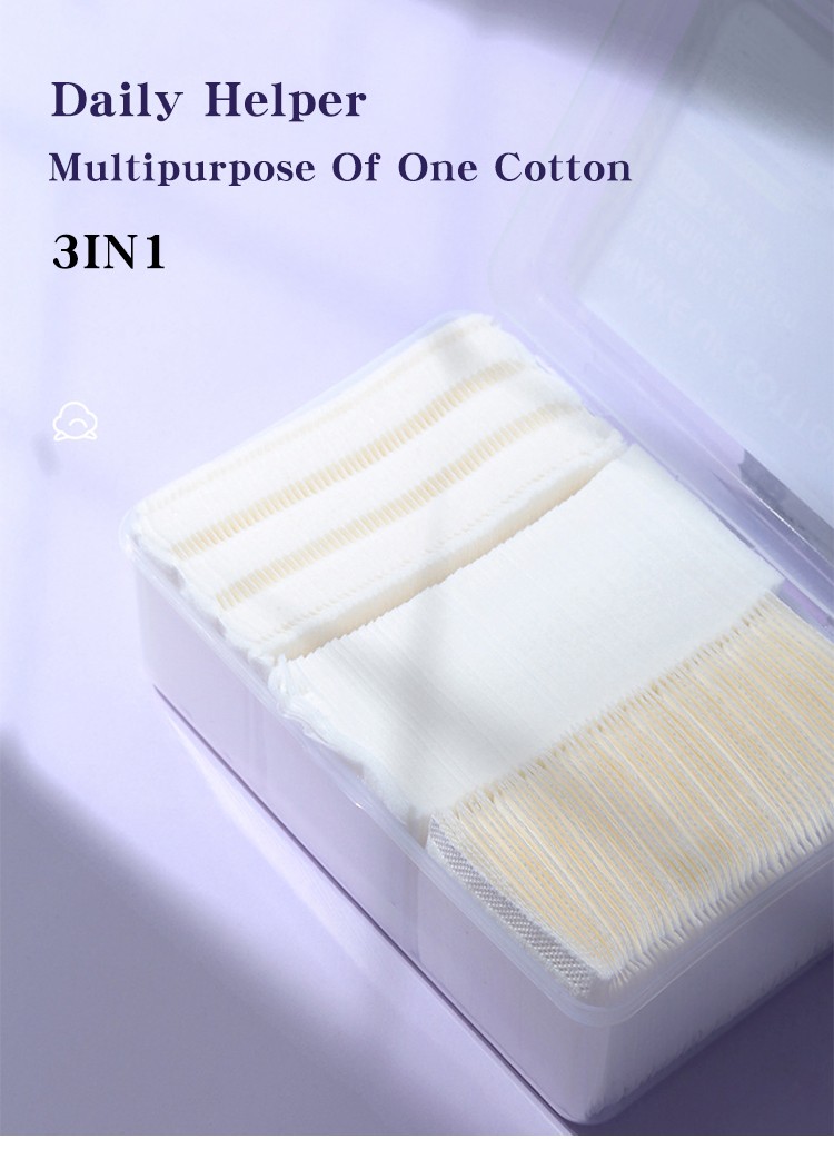 LMLTOP 3 In 1 Square 400pcs Cosmetic Cotton Pad Thick Makeup Remover Cotton High Quality Thin Cotton Pads For Face B366