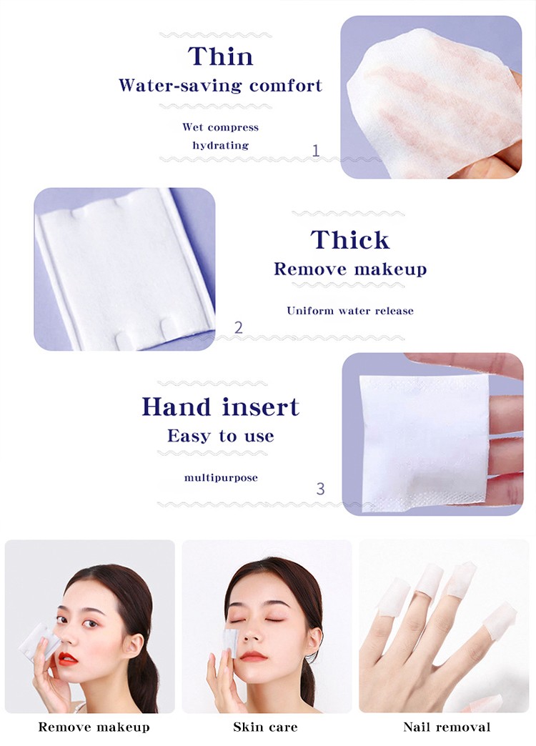 LMLTOP 3 In 1 Square 400pcs Cosmetic Cotton Pad Thick Makeup Remover Cotton High Quality Thin Cotton Pads For Face B366