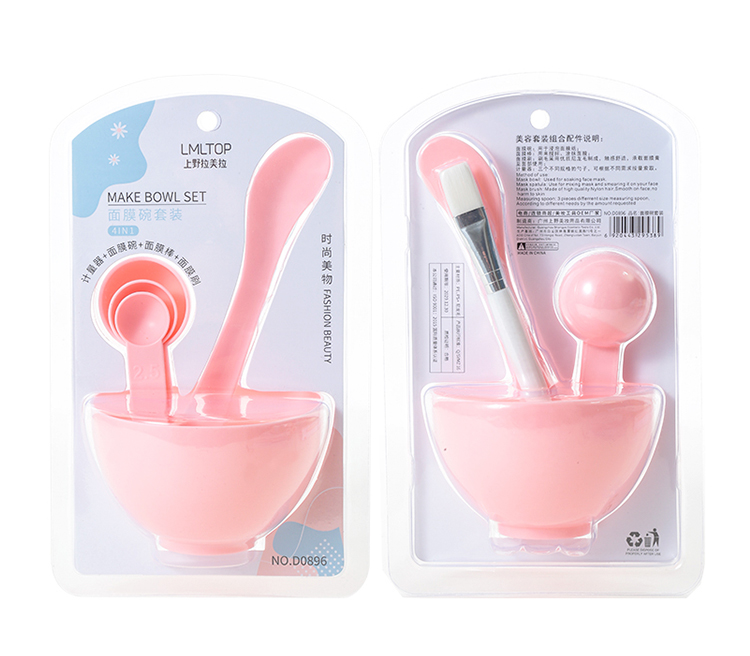 LMLTOP 4 In 1 Beauty Skin Care Diy Face Mask Skin Care Mask Bowl Set Spoon Spatula Face Masking Brush And Bowl D0896