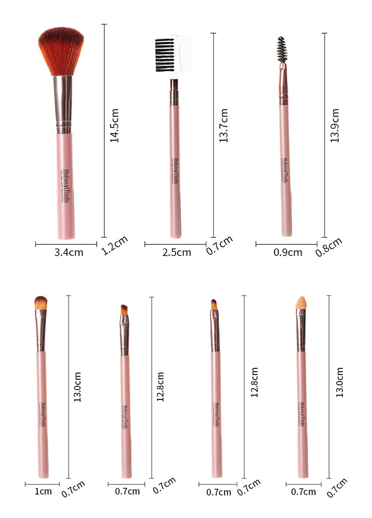 LMLTOP 7pcs Professional Lip Eye Make Up Cosmetic Brush Set Makeup Brush Set High Quality Custom Logo Private Label L0976