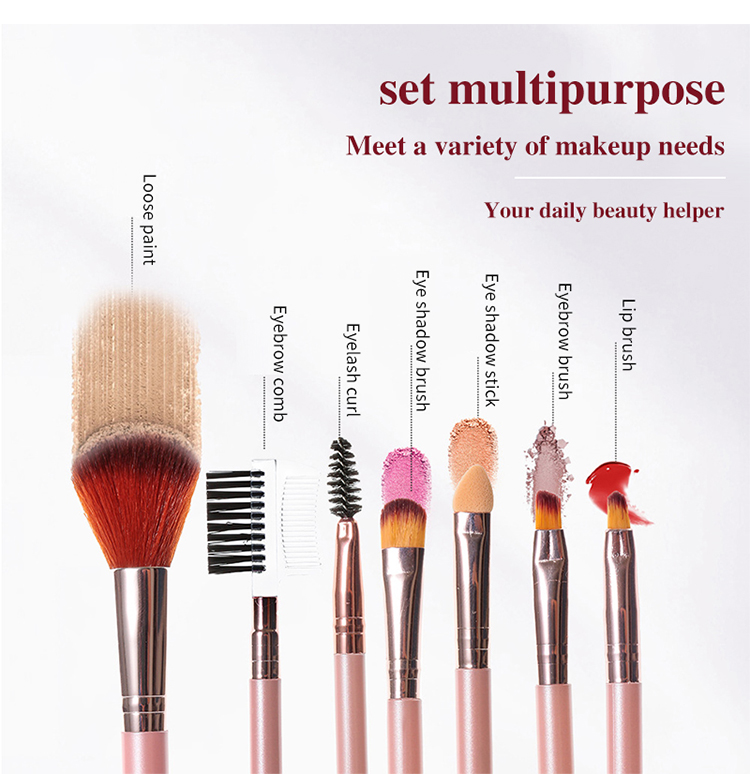 LMLTOP 7pcs Professional Lip Eye Make Up Cosmetic Brush Set Makeup Brush Set High Quality Custom Logo Private Label L0976