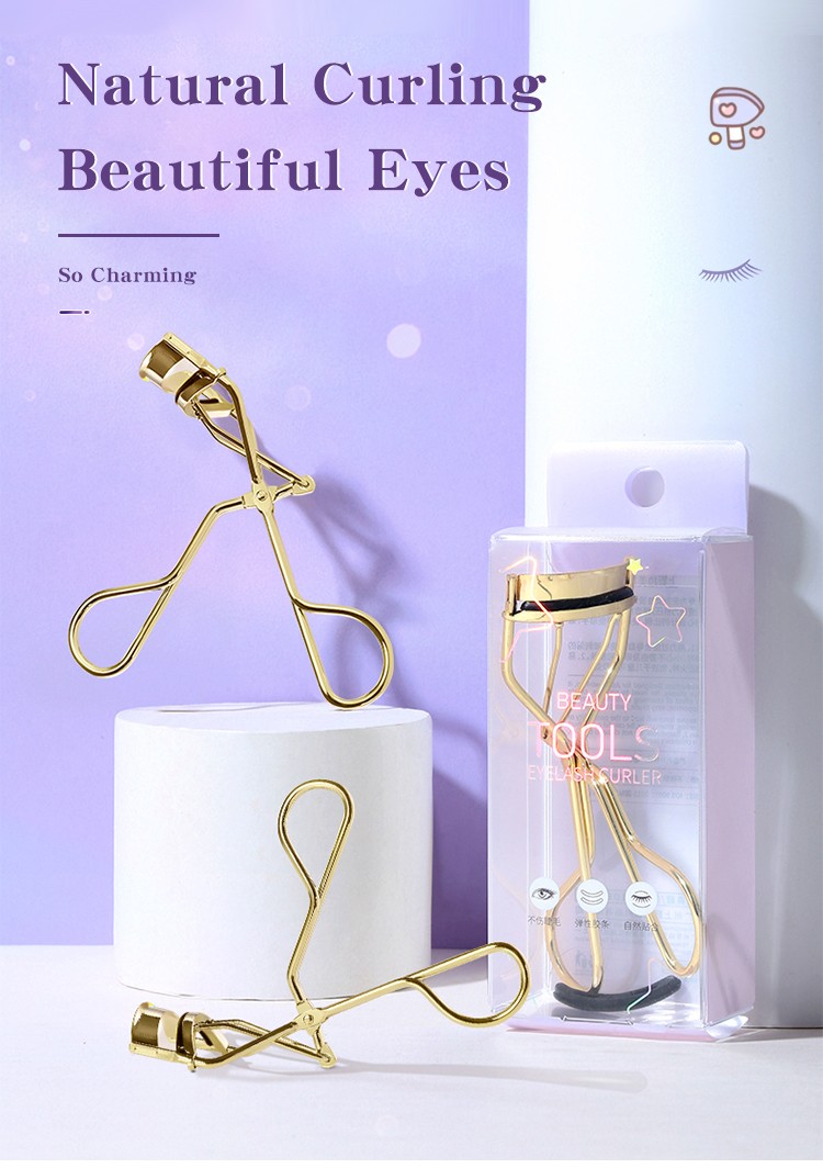 LMLTOP OEM 1pcs Golden Beauty Tools Eyelash Stainless Steel Eyelash Curler High Quality Curling Eyelashes Private Label SY520