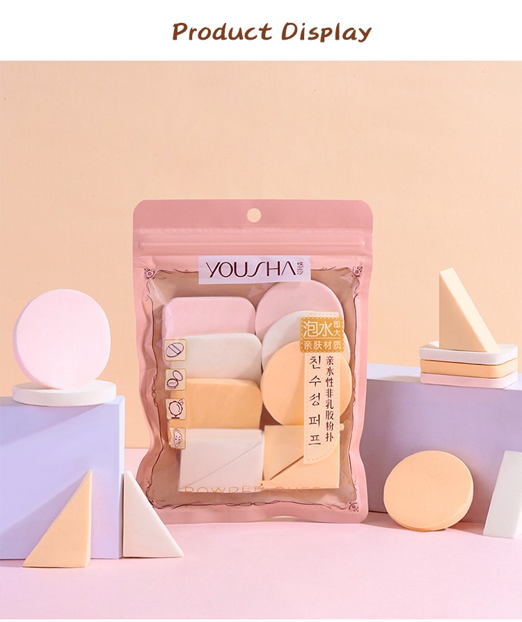 YOUSHA 10pcs Wholesale Foundation Round Makeup Sponge High Quality Square Makeup Puff Triangle Powder Puff Private Label YF048