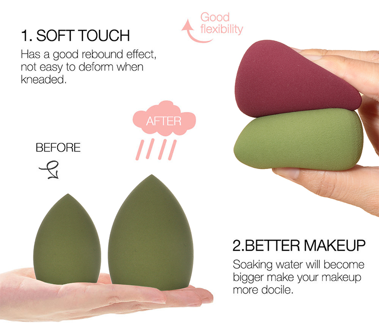 LMLTOP OEM 3pcs Powder Puff With Holder Makeup Sponge Packaging Box Gift Green Red Black Box Packaging Customizable Logo FQD005