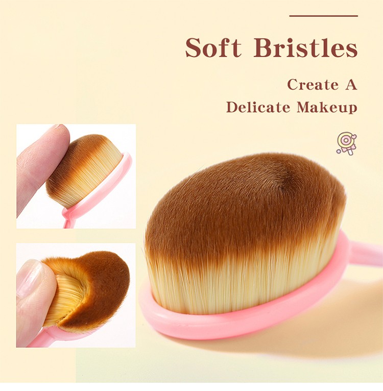 LMLTOP Portable Single Oval Foundation Brush Flat Brushes Makeup Puff Does Not Absorb Powder Transparent Silicone Puff L0977