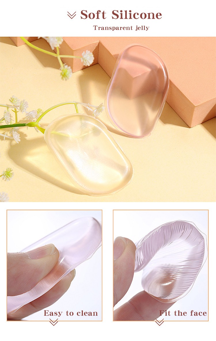 LMLTOP Portable Single Oval Foundation Brush Flat Brushes Makeup Puff Does Not Absorb Powder Transparent Silicone Puff L0977