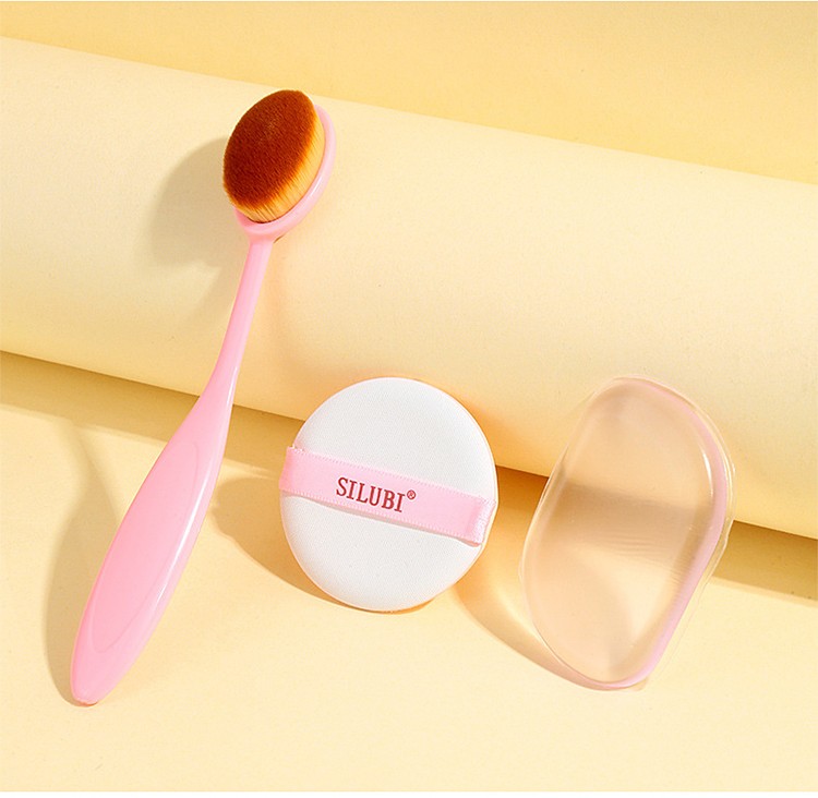 LMLTOP Portable Single Oval Foundation Brush Flat Brushes Makeup Puff Does Not Absorb Powder Transparent Silicone Puff L0977