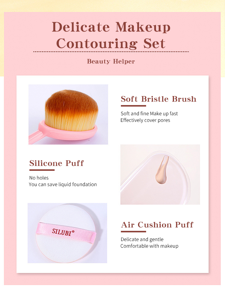 LMLTOP Portable Single Oval Foundation Brush Flat Brushes Makeup Puff Does Not Absorb Powder Transparent Silicone Puff L0977