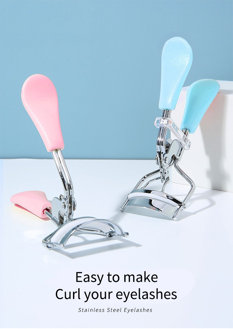 LMLTOP 1pc Stainless Steel Eyelash Curler Pink Plastic Handle Portable Eyelash Curlers Custom Private Label Eyelash Curler A0336