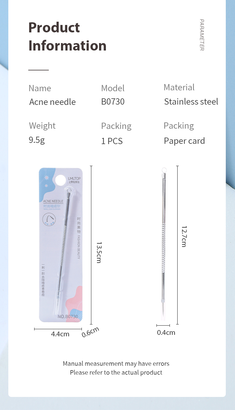 LMLTOP 2023 New Arrived Premium Cosmetics Makeups Nose Blackhead Remover Needle Tool Stainless Steel Acne Needle B0730