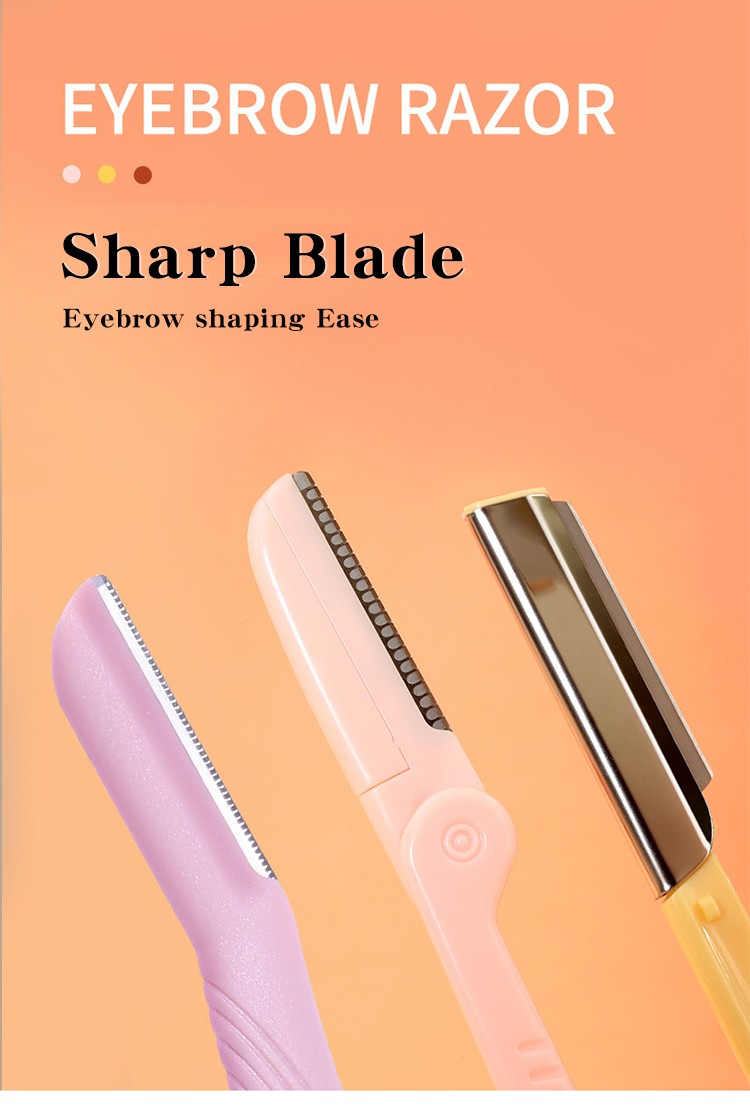 OEM Hot Sale Silubi 3pcs Foldable Eyebrow Trimmer Non-slip Handle Eyebrow Razor Stainless Steel Safety Razor Blade S051-3