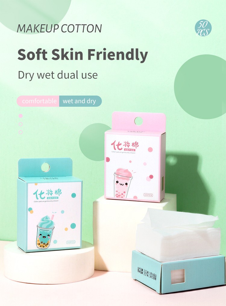 LMLTOP New Female Makeup Remover Pads Square 50pcs Boxed Non-Woven Thin Pearl Pattern Cosmetic Cotton Pad For Woman SY1009