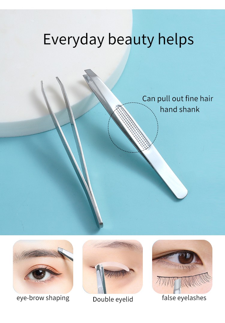 LMLTOP Professional Eyebrow Extension Tweezers Private Label Stainless Non-Slip Handle Steel Eyebrow Clip A0169