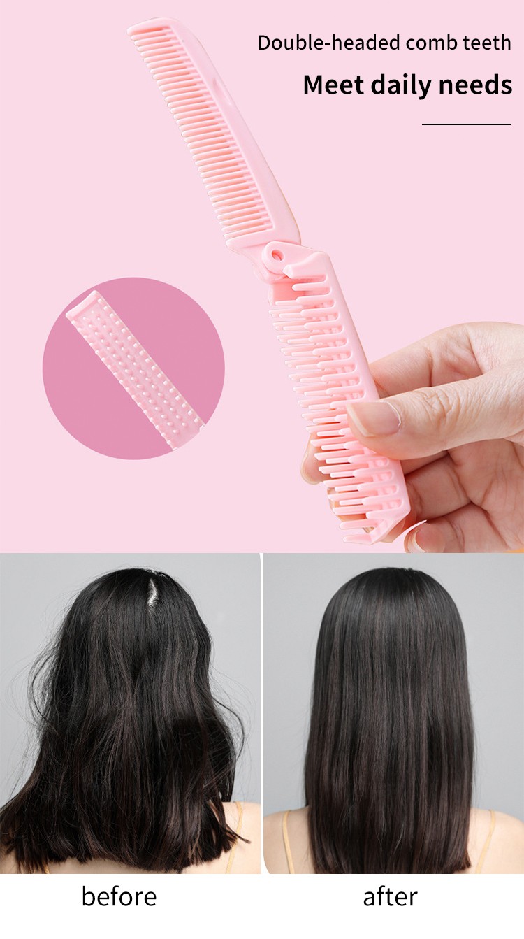 LMLTOP Portable Hair Beauty Tools Plastic Double Head Plastic Folding Hair Brush Straightener Comb C164