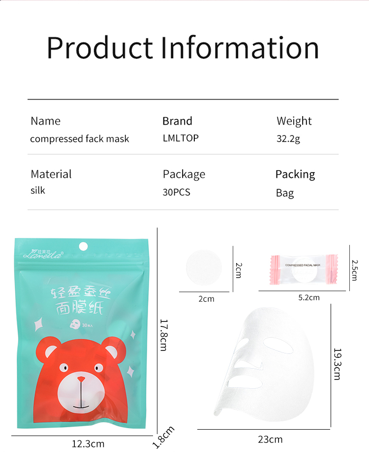 OEM High Quality DIY Compressed Facial Mask Sheet Skin Care Cold Compress Mask 30pcs Natural Silk Cotton Face Mask D0909