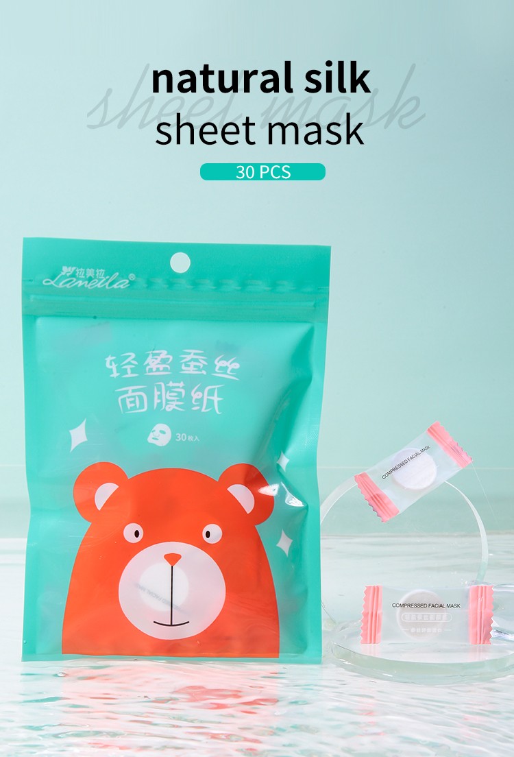 OEM High Quality DIY Compressed Facial Mask Sheet Skin Care Cold Compress Mask 30pcs Natural Silk Cotton Face Mask D0909