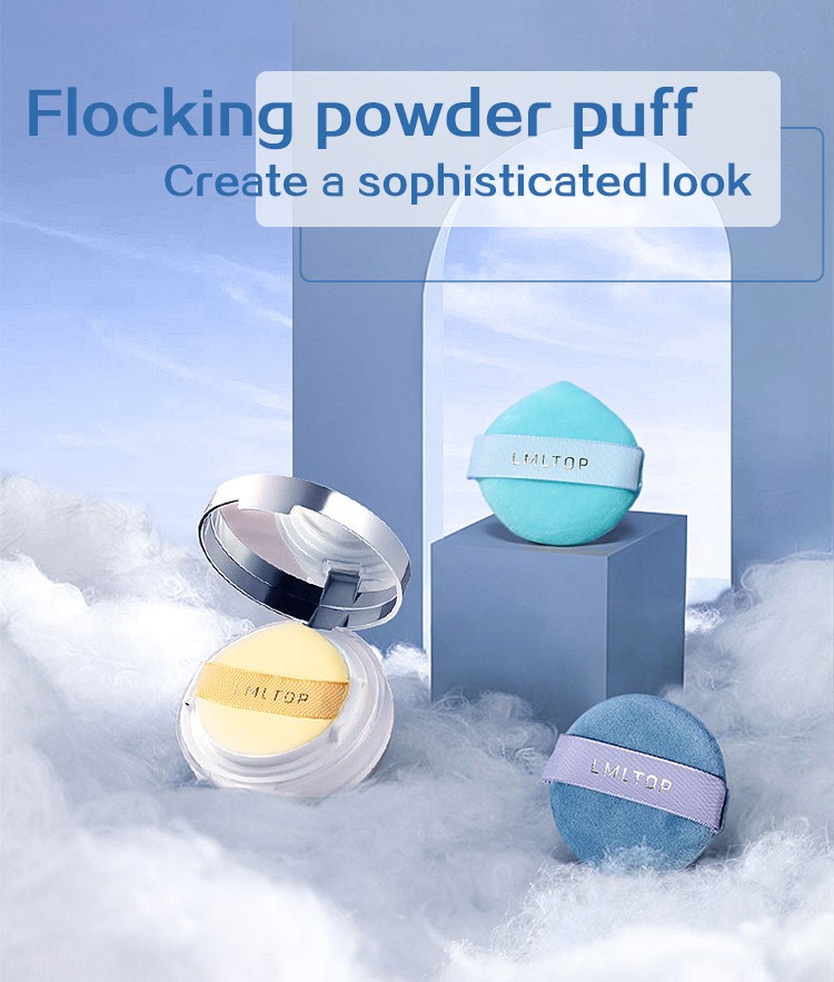 LMLTOP OEM 3PCS Dry Soft Flocking Makeup Puff Velvet Powder Puff Professional Loose Powder Puff Private Label SY217 SY218