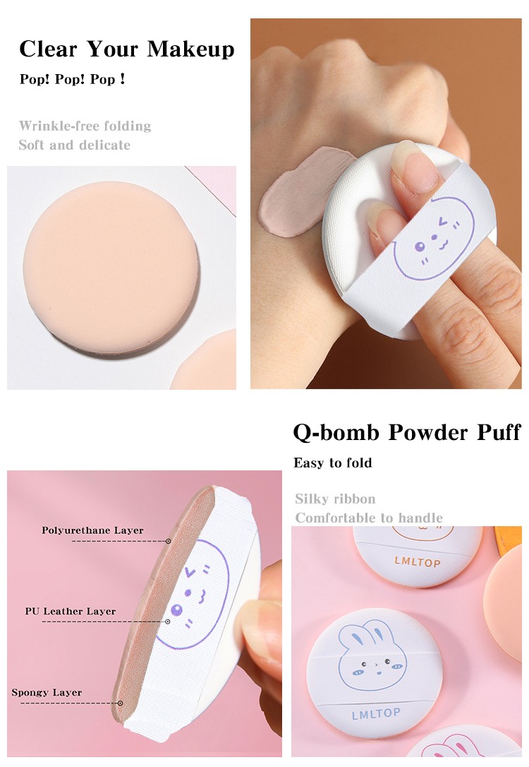 LMLTOP OEM Wholesale 2pcs Soft Foundation Powder Puff Beauty Sponge Circle Air Cushion Puff Private Label SY219