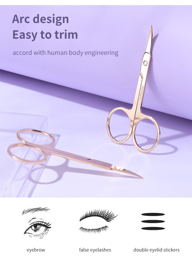 LMLTOP Cosmetic Tool 1pcs Gold Stainless Steel Hair Removal Eyebrow Scissors Private Label Multi-function Point Head A0424