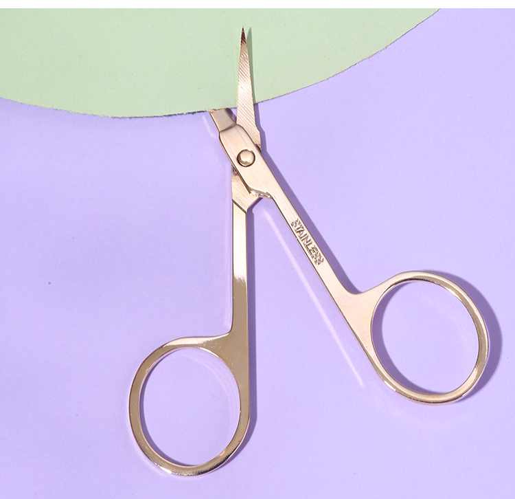 LMLTOP Cosmetic Tool 1pcs Gold Stainless Steel Hair Removal Eyebrow Scissors Private Label Multi-function Point Head A0424